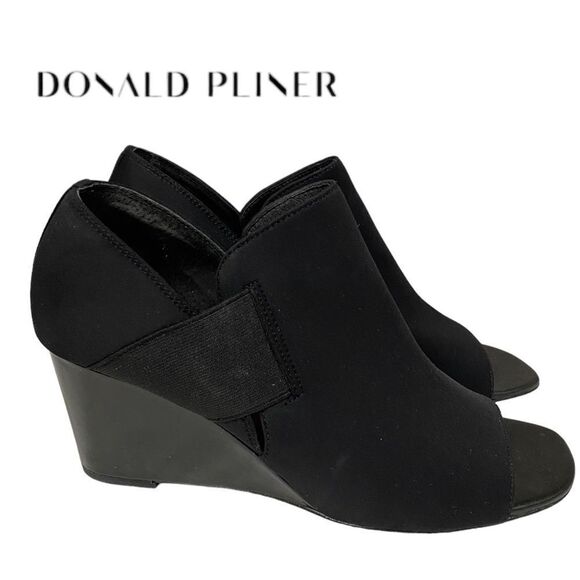 Donald Pliner Women's Lizzy Wedge Black Fabric Sandals 8.5 - Picture 1 of 6